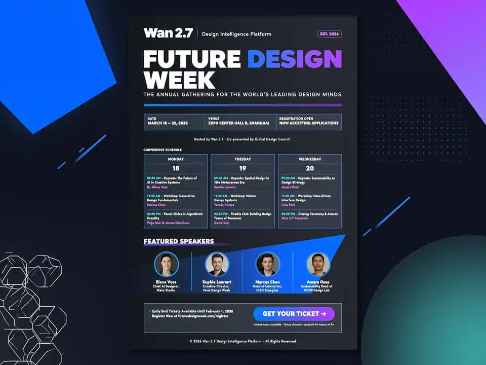 Wan 2.7 Image structured poster and text layout preview