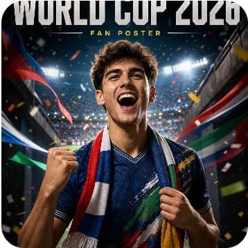 World Cup AI Image Generator â football fan poster template preview